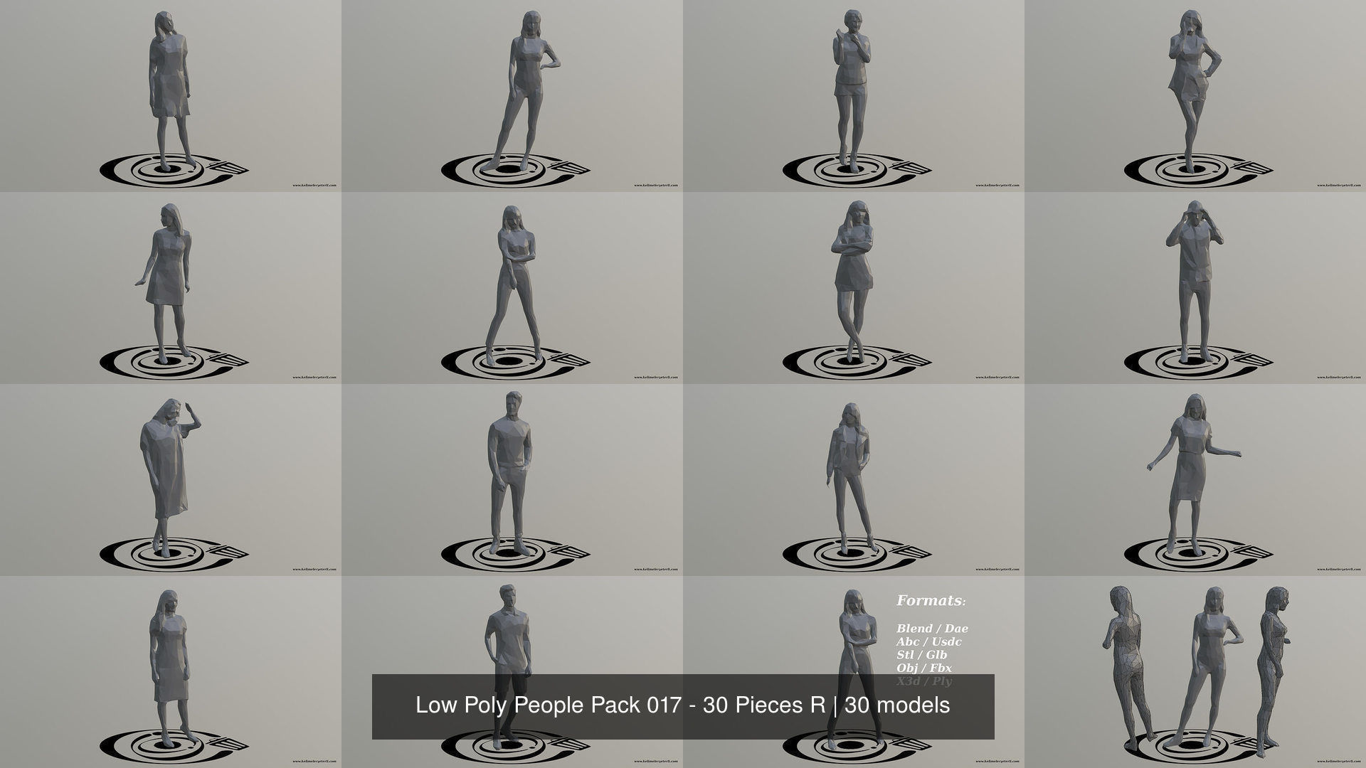 Low Poly People Pack 017 - 30 Pieces R 3D Model Collection_2