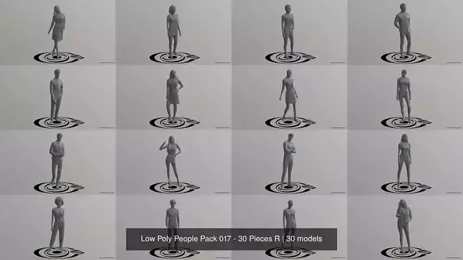 Low Poly People Pack 017 - 30 Pieces R 3D Model Collection
