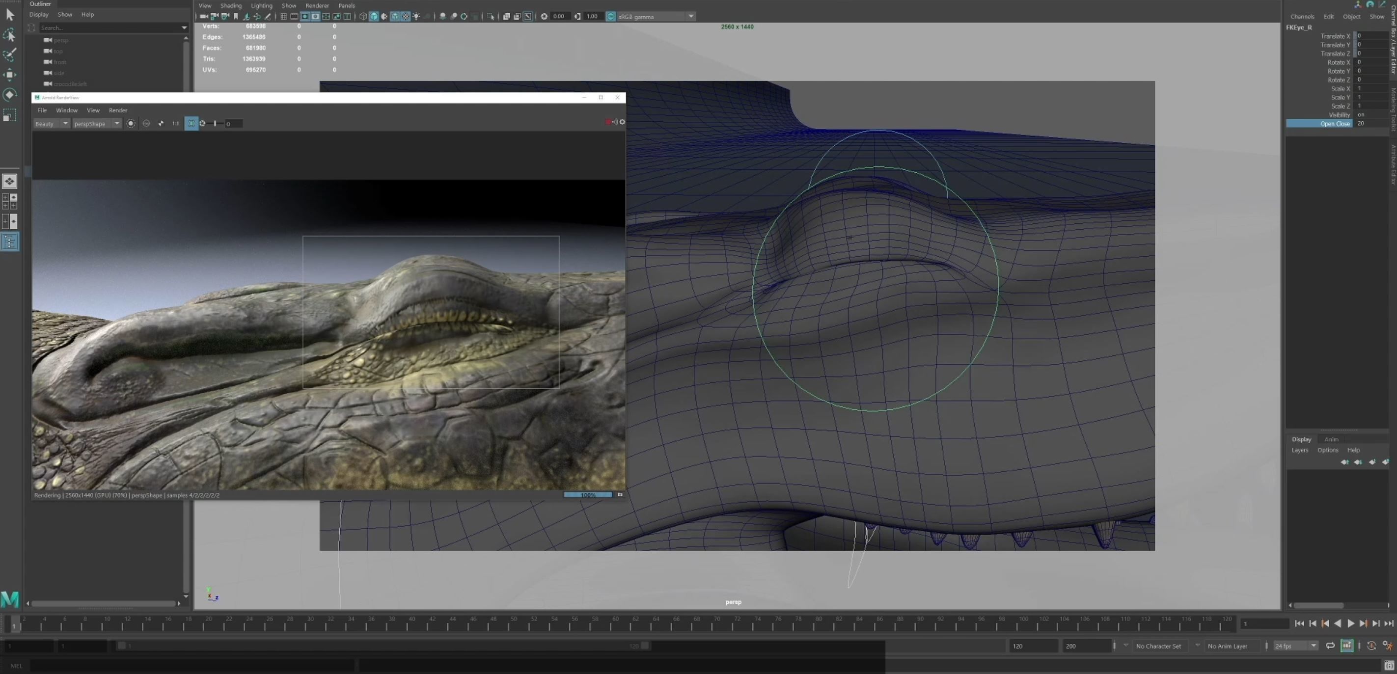 Realistic Crocodile Rig 3D model_21