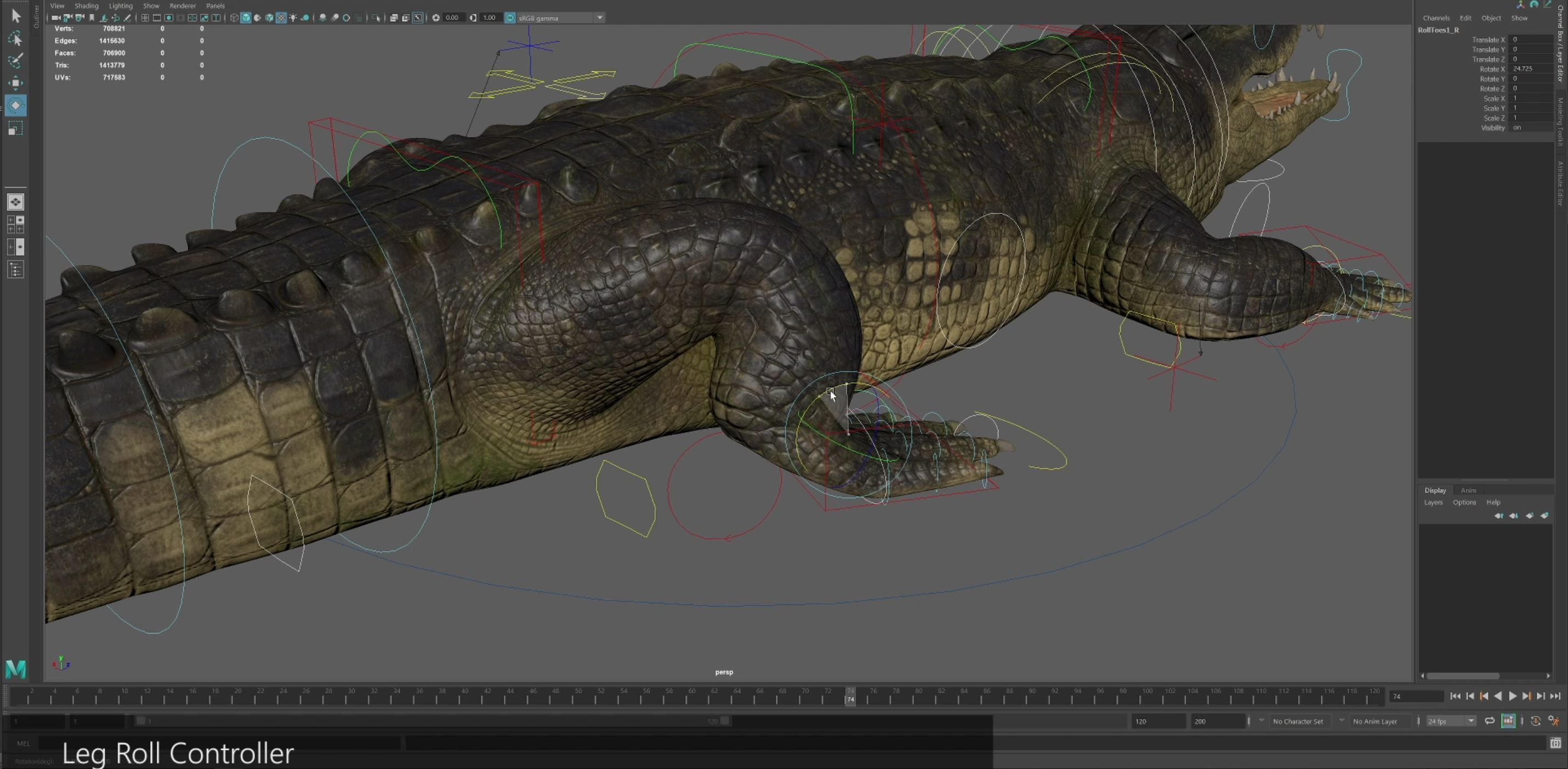 Realistic Crocodile Rig 3D model_30