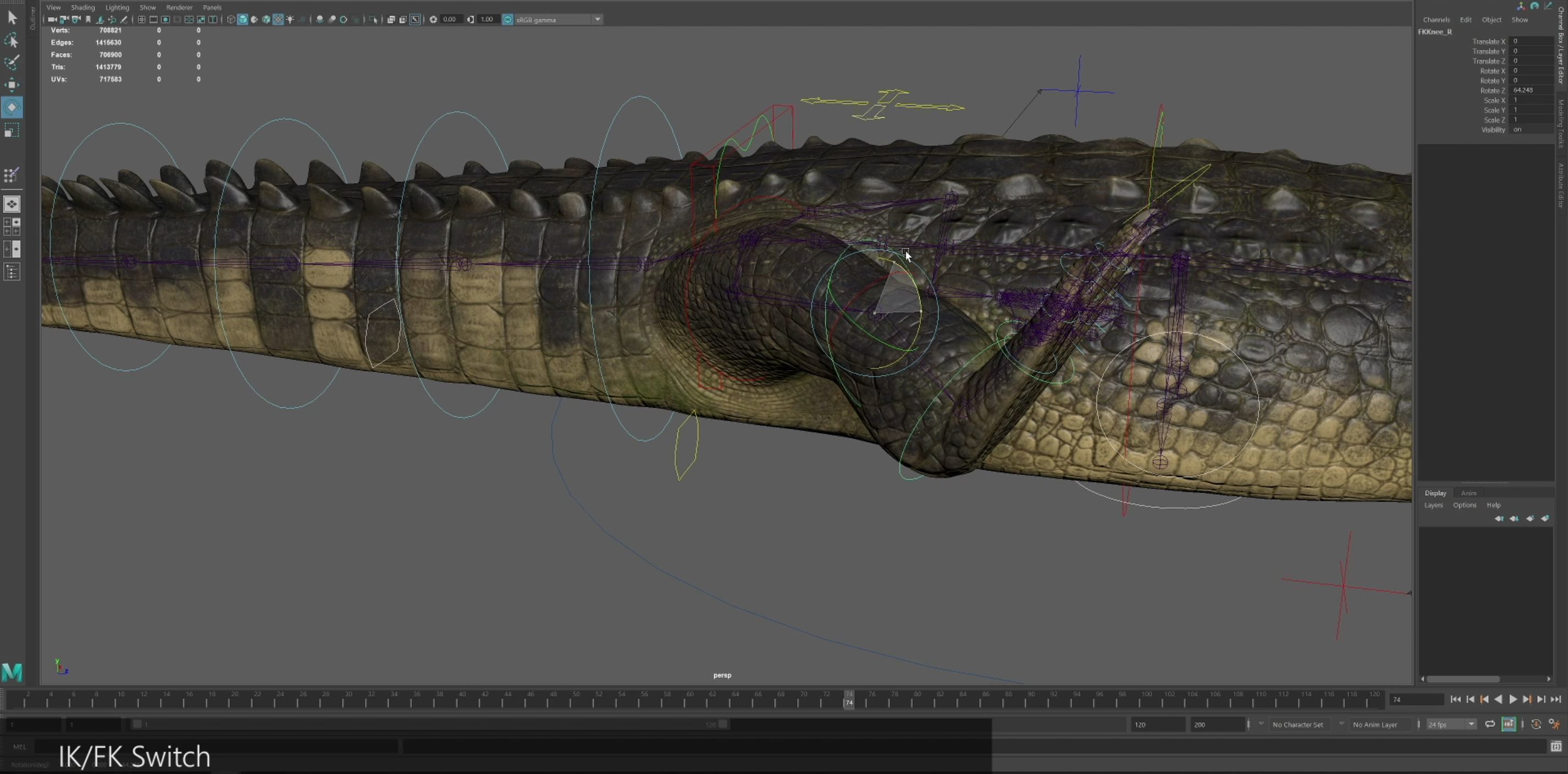 Realistic Crocodile Rig 3D model_25