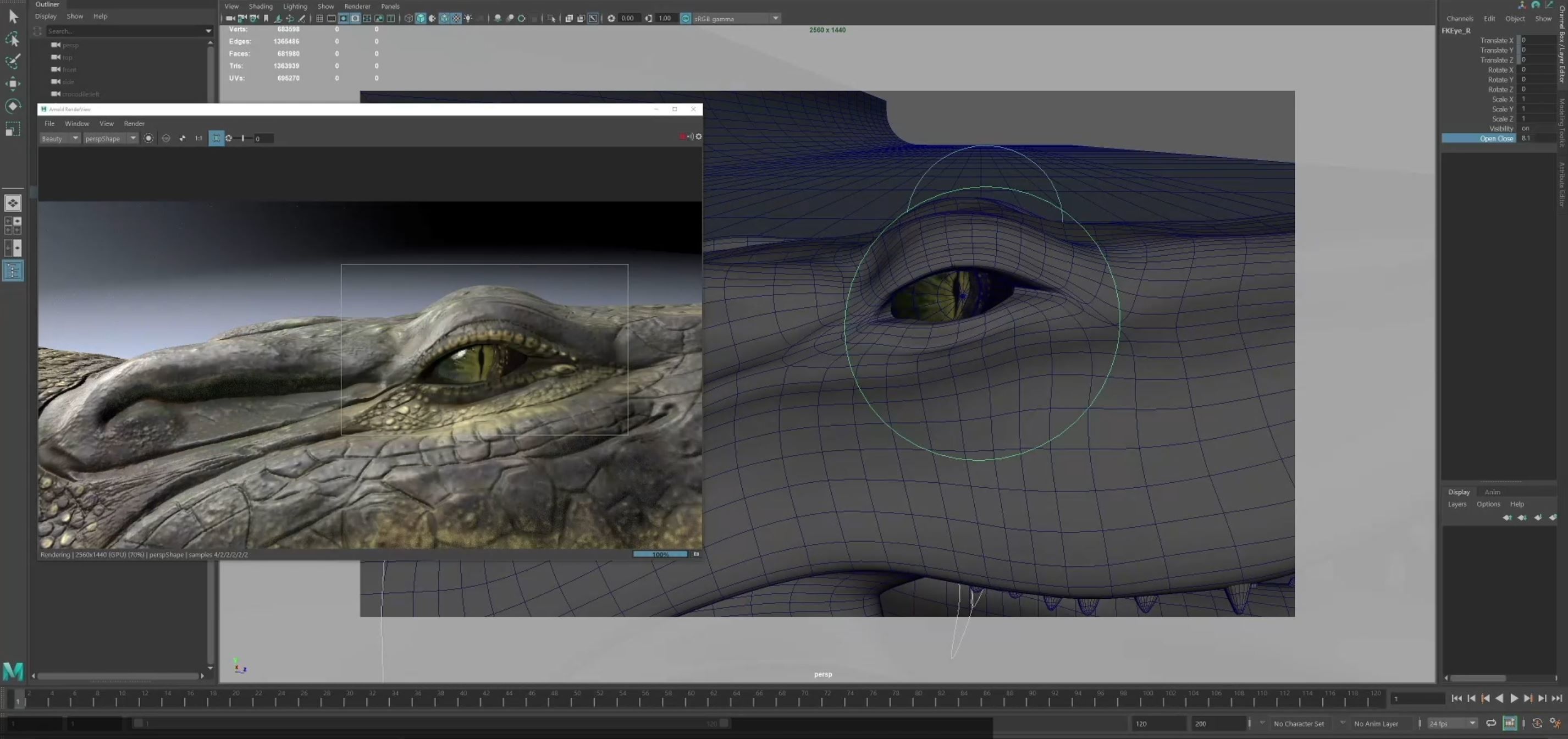 Realistic Crocodile Rig 3D model_19