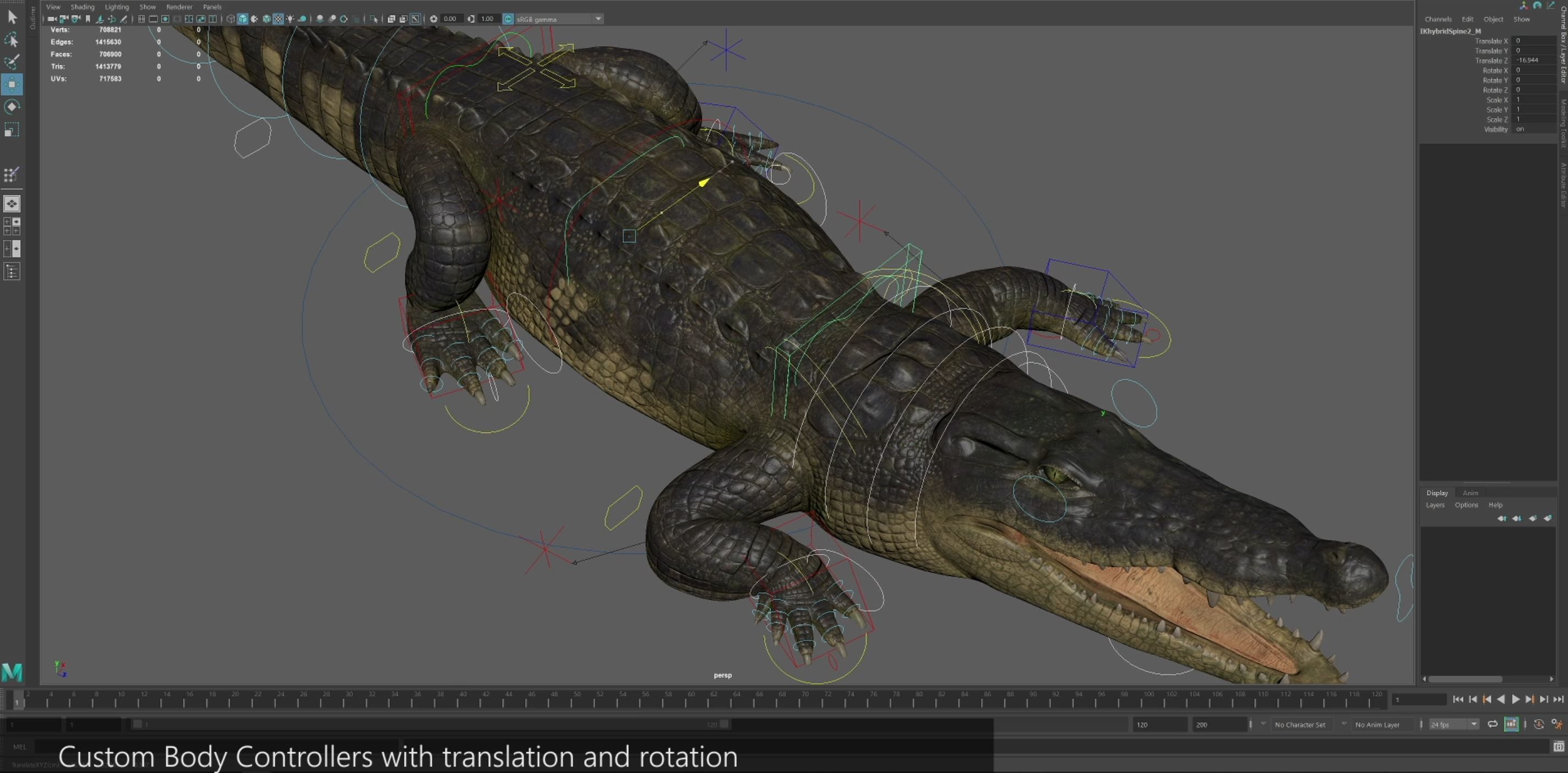Realistic Crocodile Rig 3D model_14