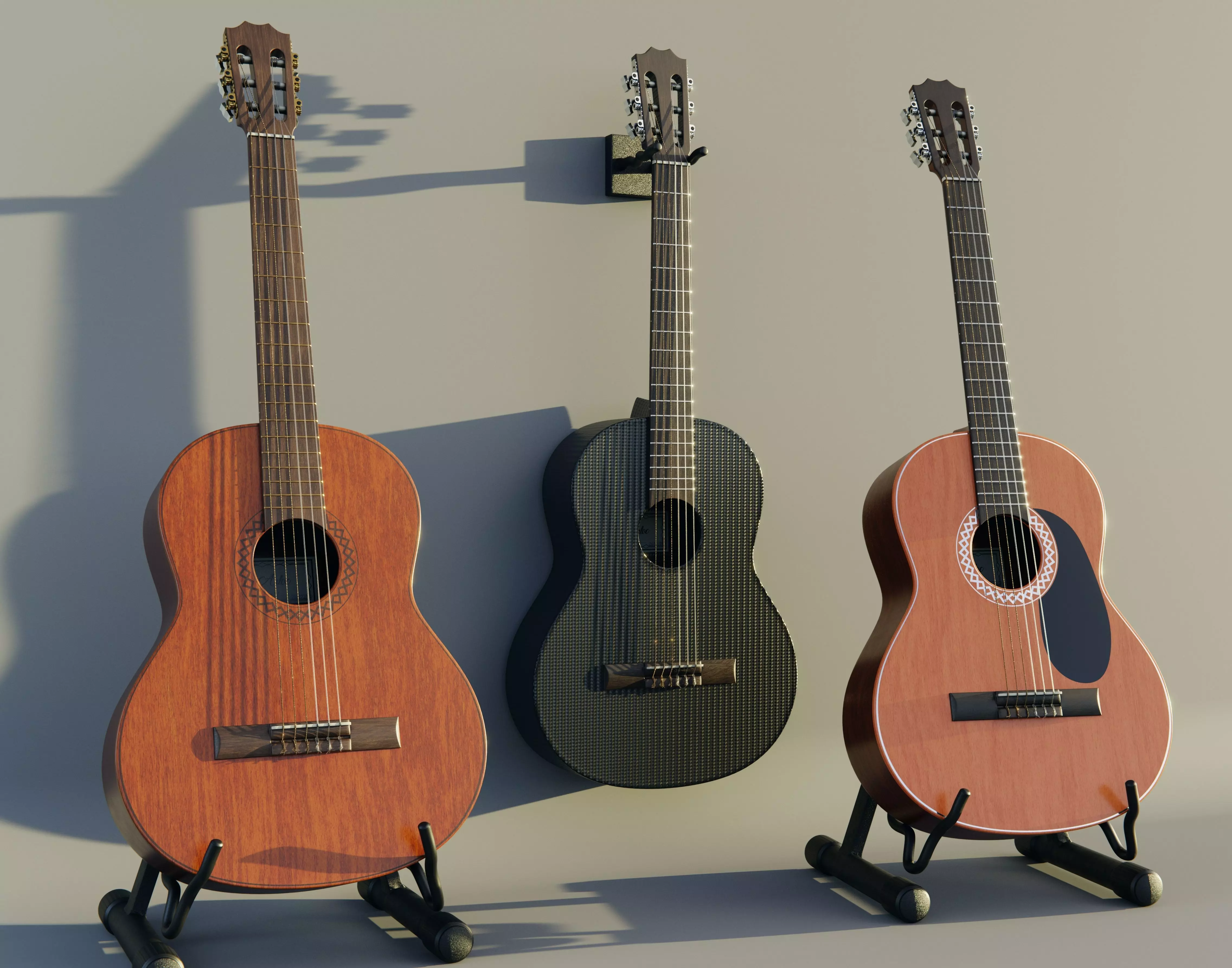 guitars with racks 3D model_0