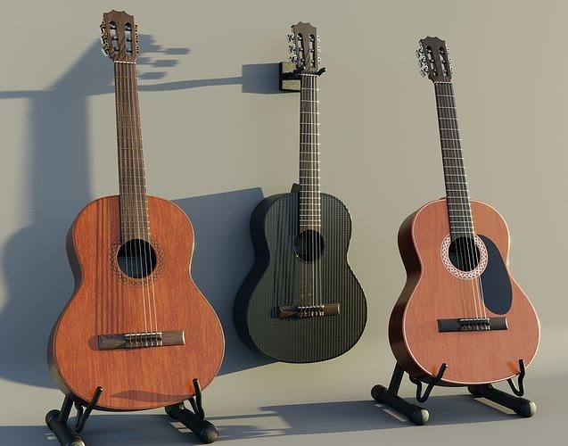 guitars with racks 3D model
