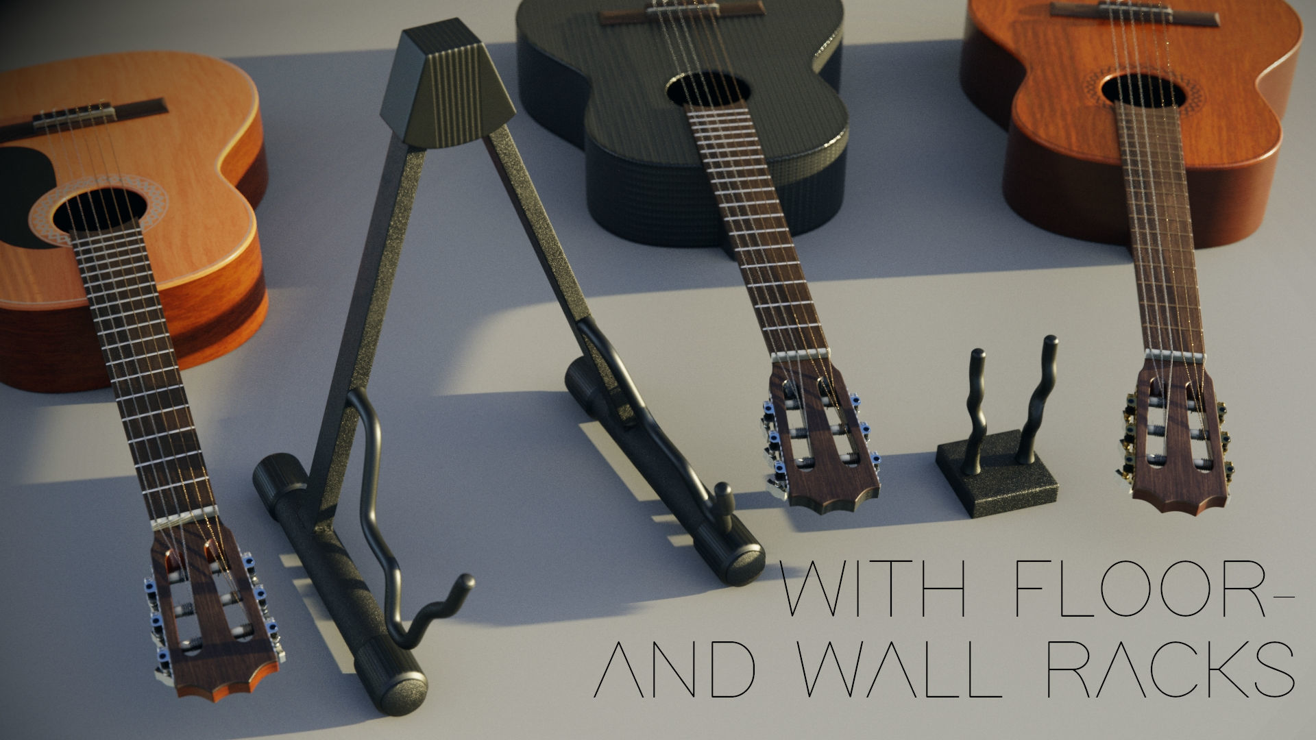 guitars with racks 3D model_1