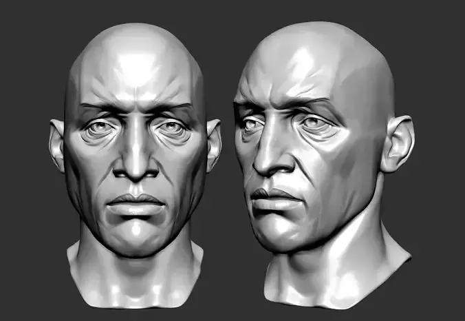 Male head sculpt human anatomy fantasy futuristic 
