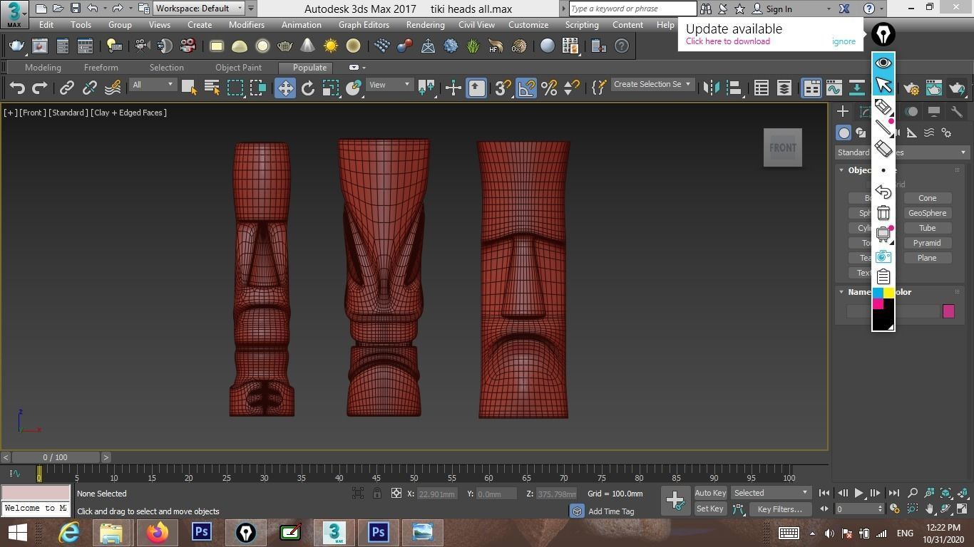 3ds max 3 tiki head statues 3D model_3