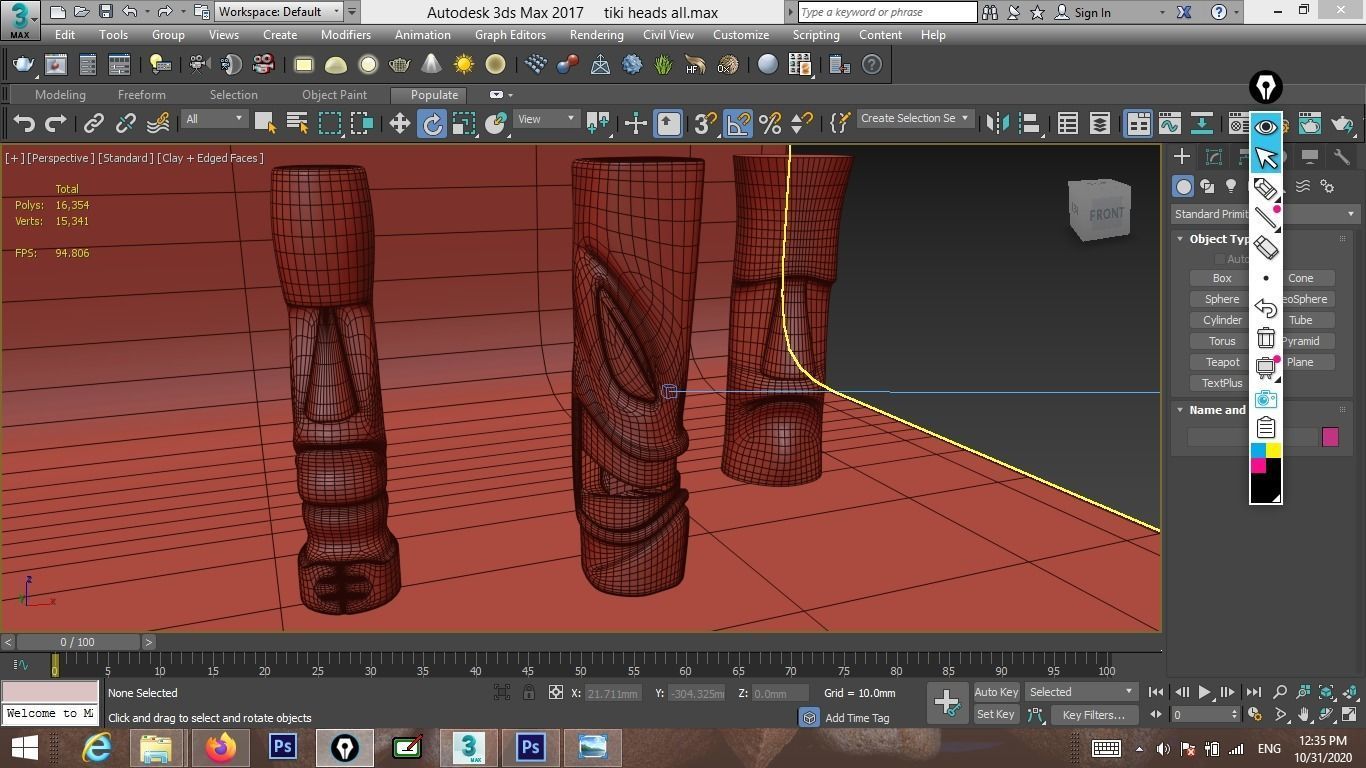 3ds max 3 tiki head statues 3D model_7