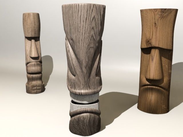 3ds max 3 tiki head statues 3D model_2