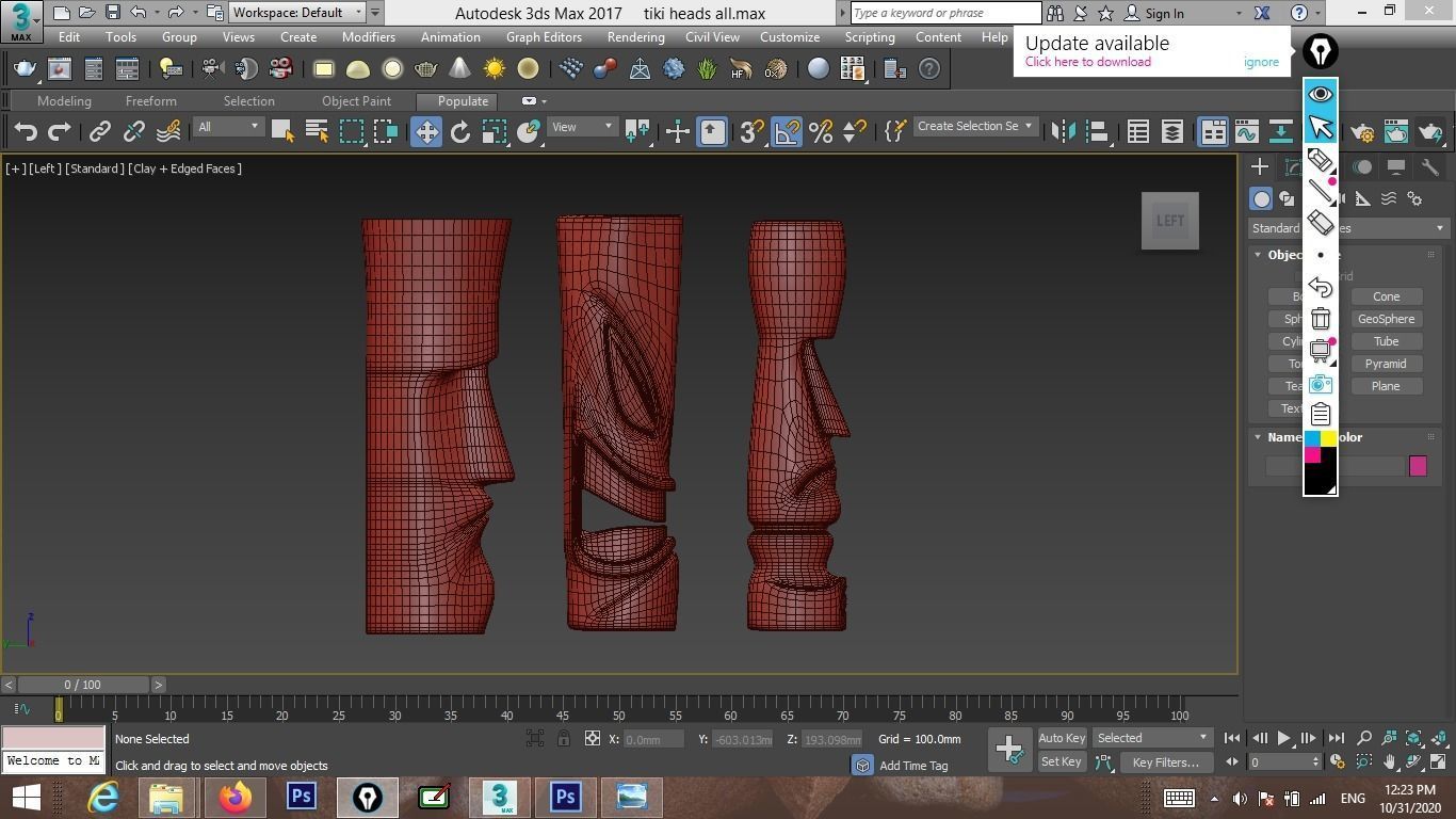 3ds max 3 tiki head statues 3D model_5