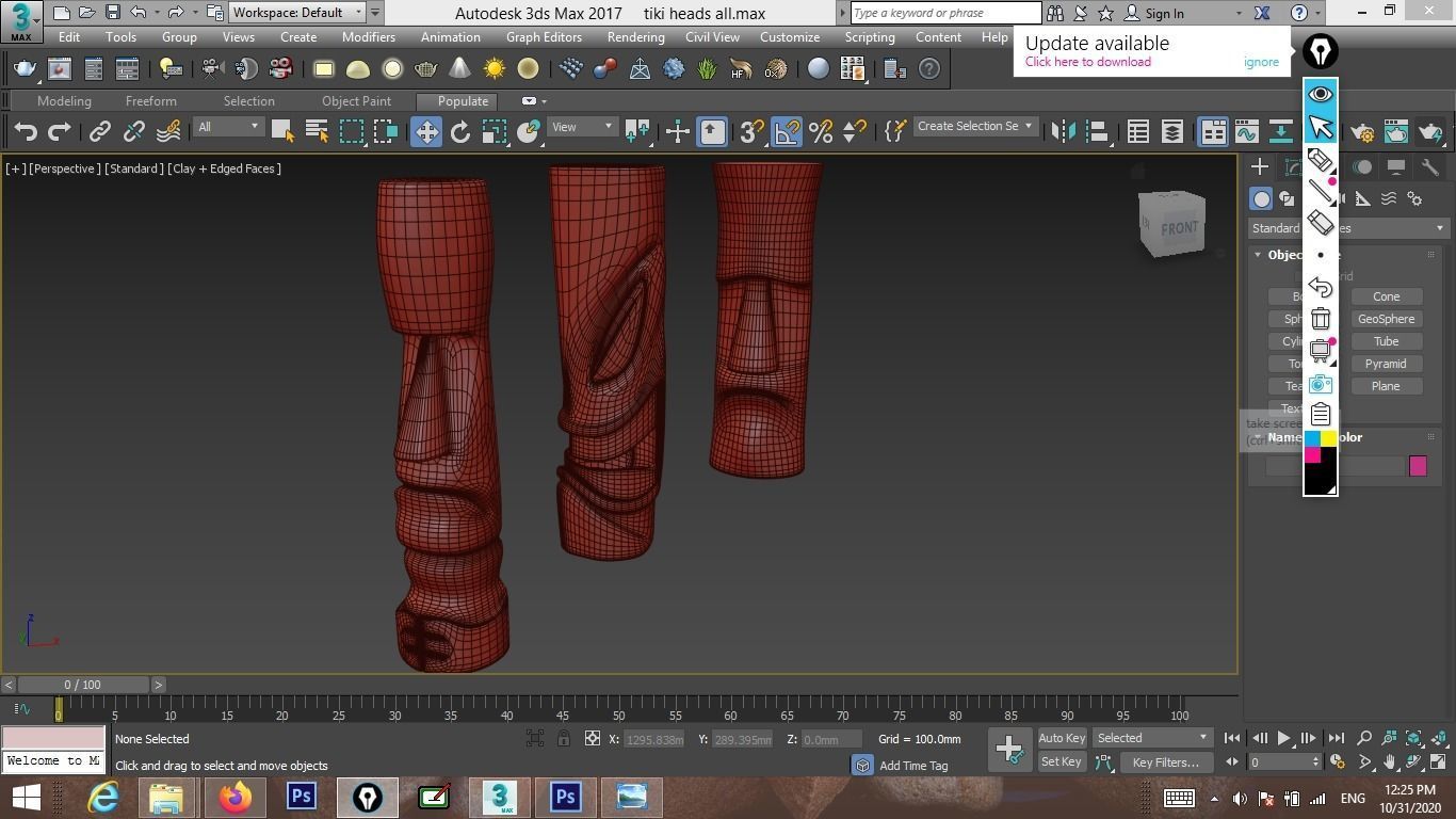 3ds max 3 tiki head statues 3D model_6