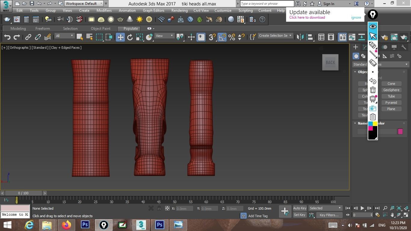 3ds max 3 tiki head statues 3D model_4