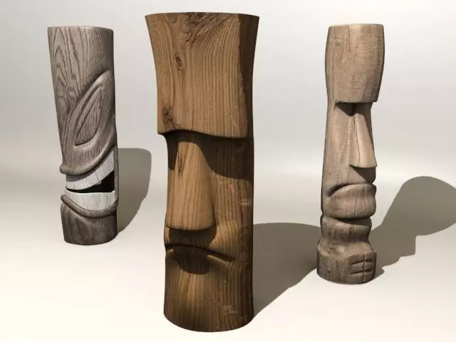 3ds max 3 tiki head statues 3D model_0