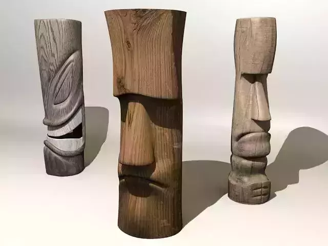 3ds max 3 tiki head statues