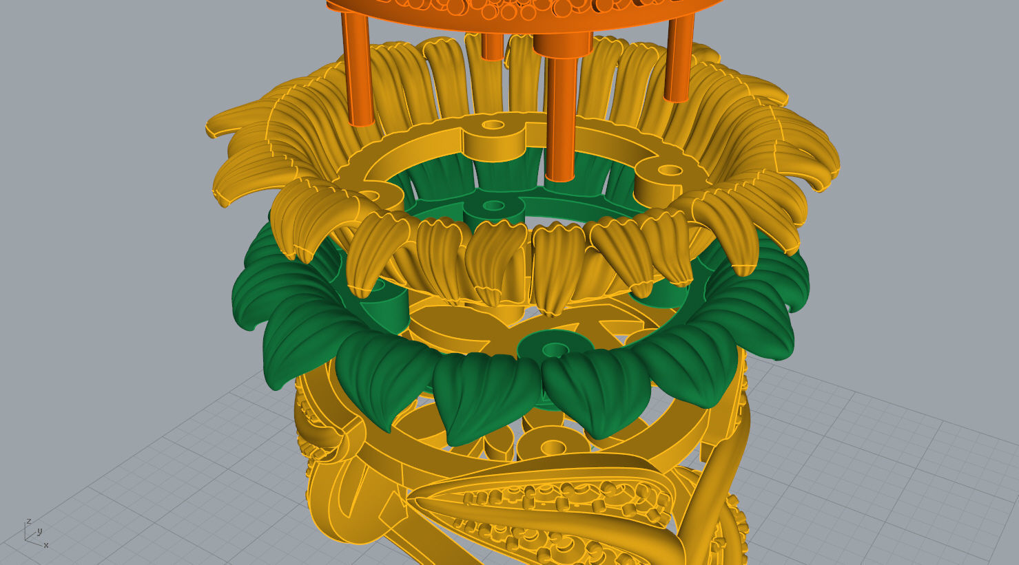  ring 3D print model sunflower 3D print model_18
