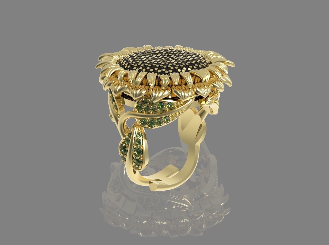  ring 3D print model sunflower 3D print model_5