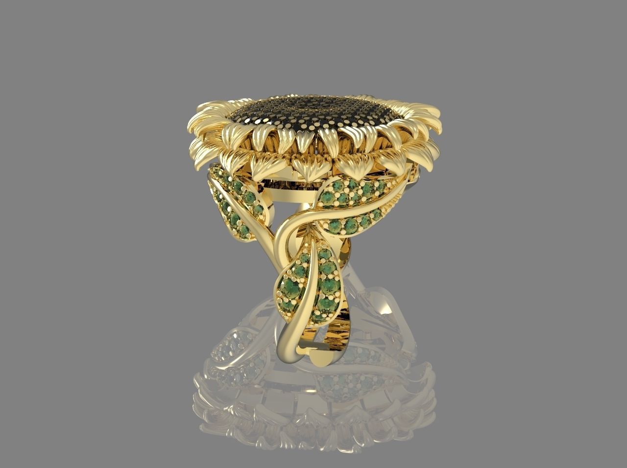  ring 3D print model sunflower 3D print model_2