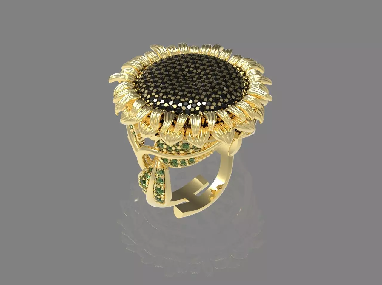  ring 3D print model sunflower 3D print model_0