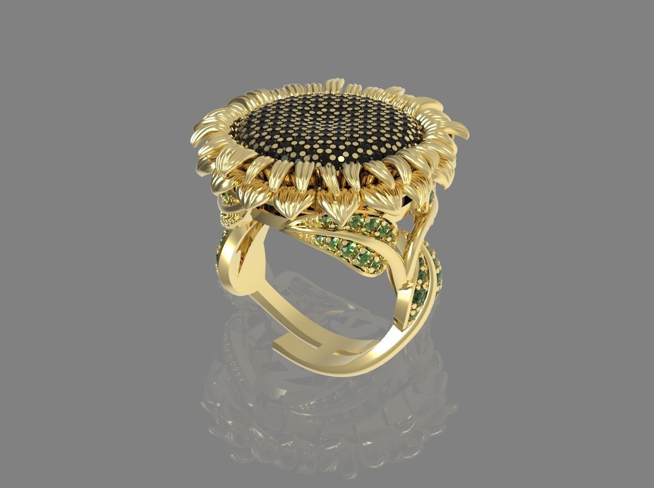  ring 3D print model sunflower 3D print model_3