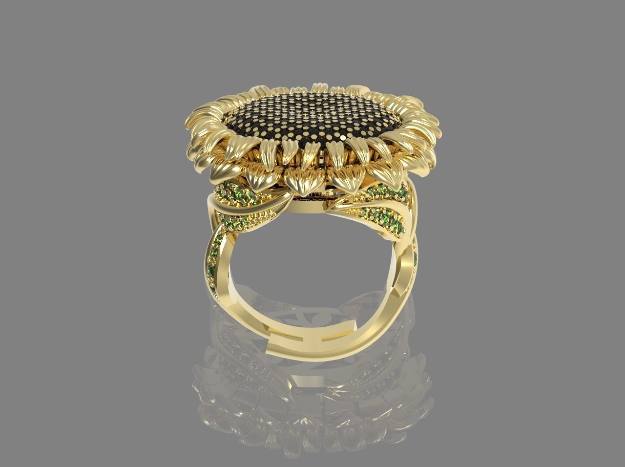  ring 3D print model sunflower 3D print model_4