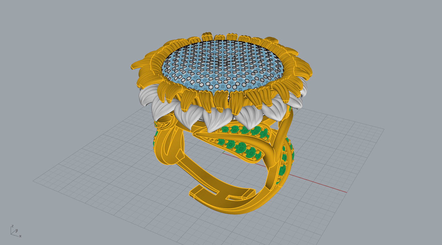  ring 3D print model sunflower 3D print model_14