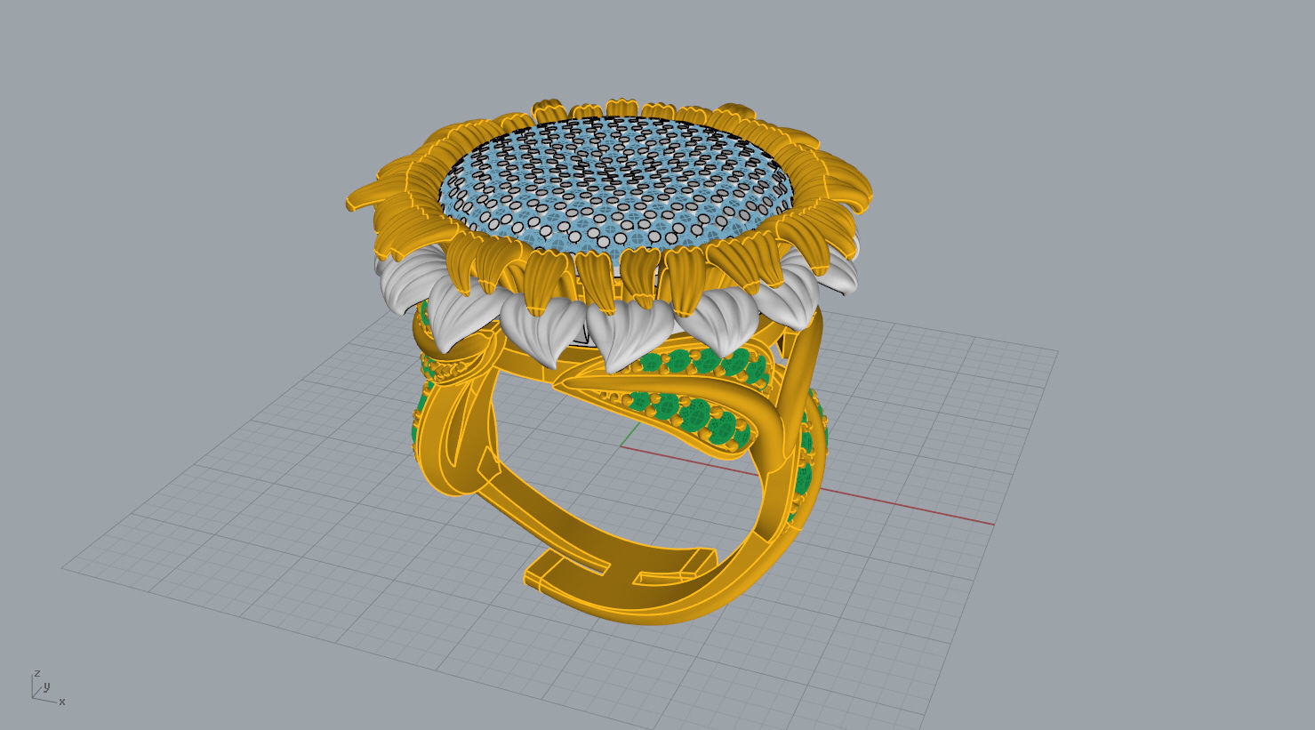  ring 3D print model sunflower 3D print model_16