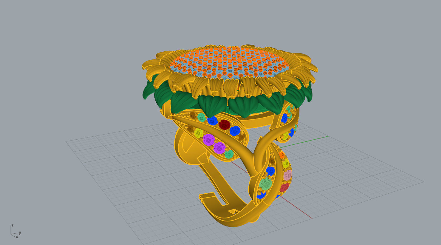  ring 3D print model sunflower 3D print model_19