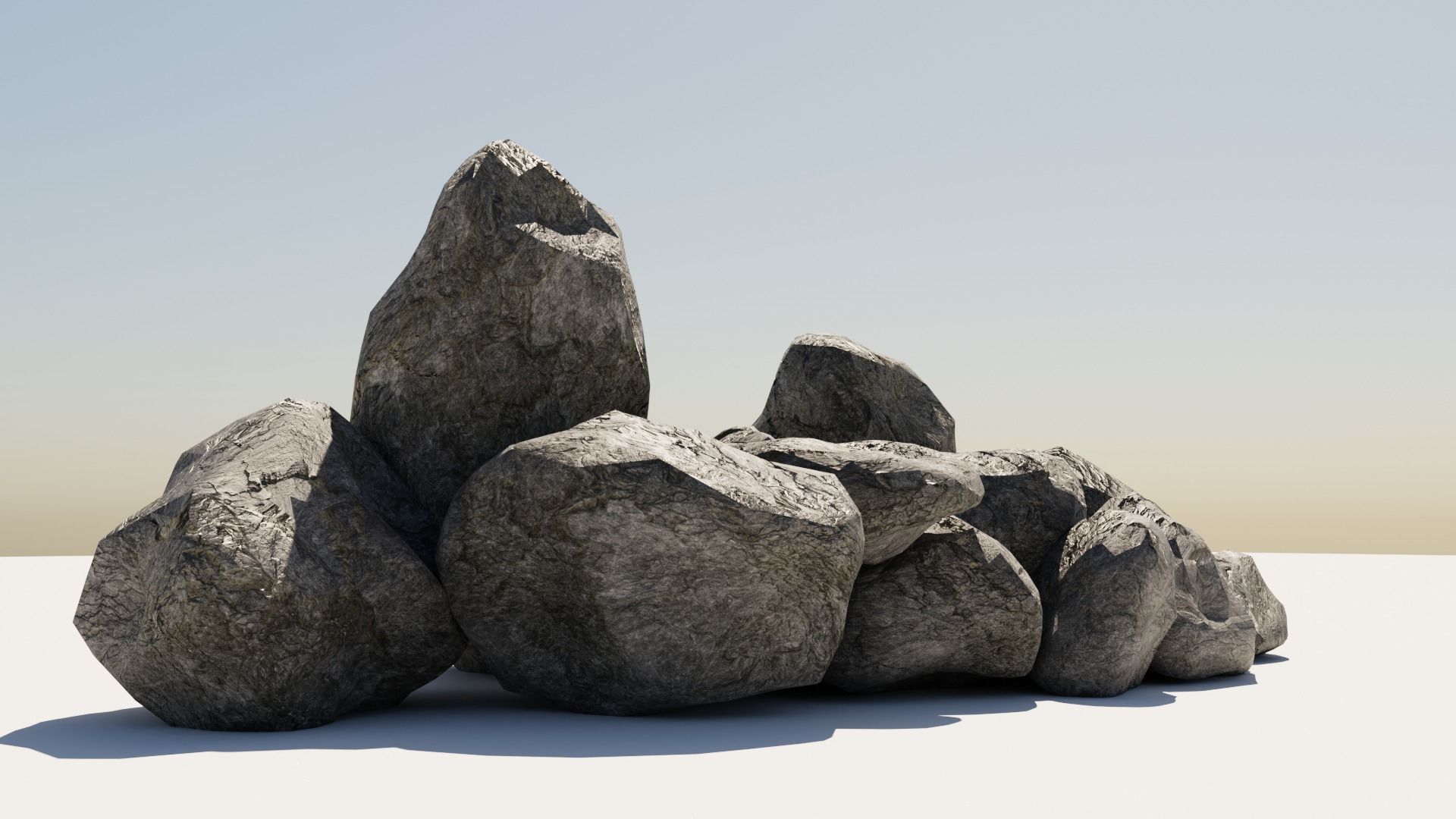 11 LowPoly realistic Rocks Nature Assets Low-poly 3D model_2
