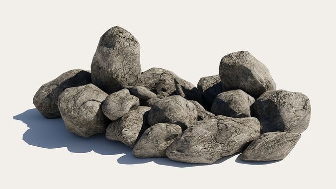 11 LowPoly realistic Rocks Nature Assets Low-poly 3D model