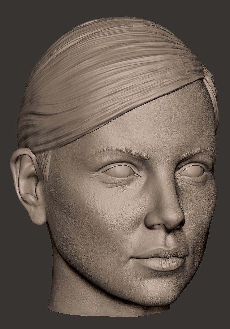 Charlize Theron Furiosa head 3D print model_10