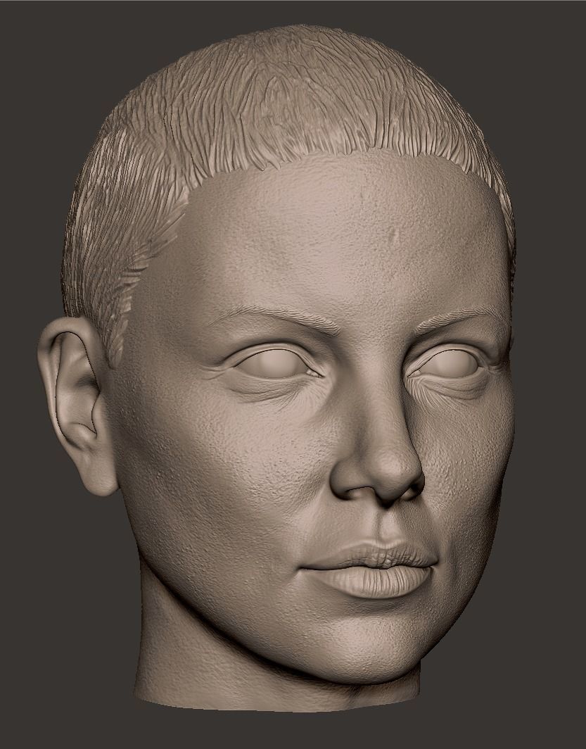 Charlize Theron Furiosa head 3D print model_9