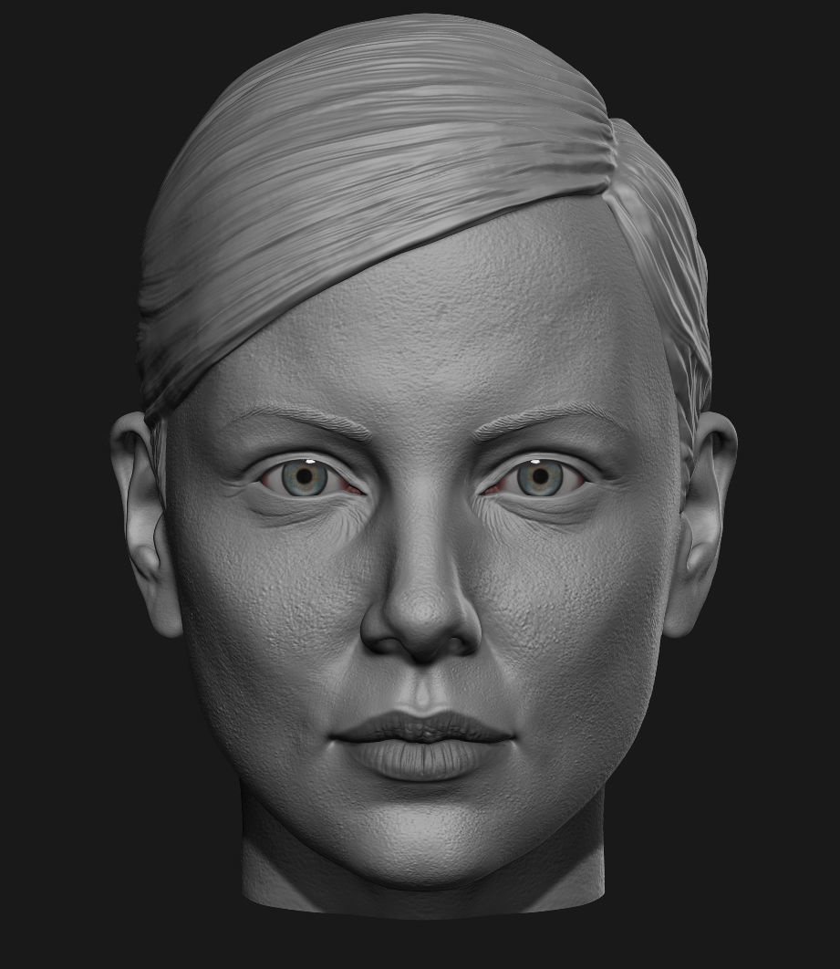 Charlize Theron Furiosa head 3D print model_4