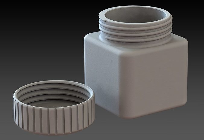 Plastic square jar with lid 3D print model