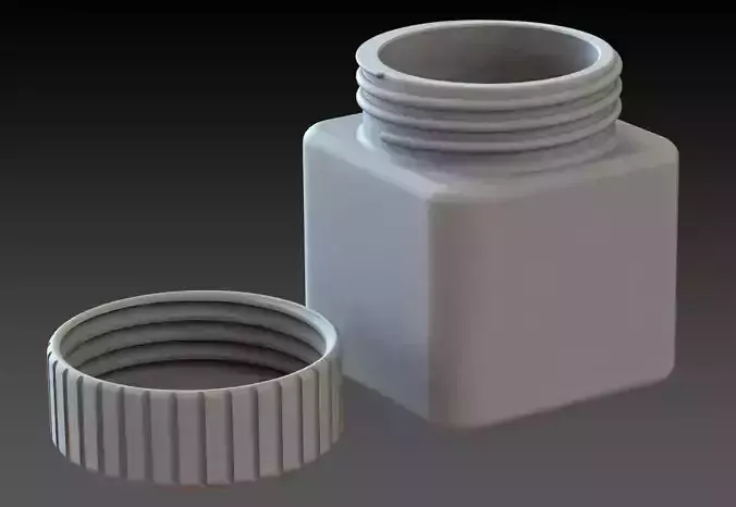 Plastic square jar with lid 3D print model