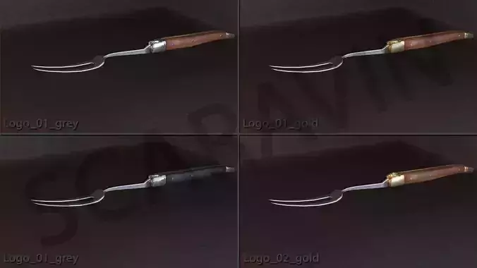 Grill fork Laguiole style Low-poly 3D model
