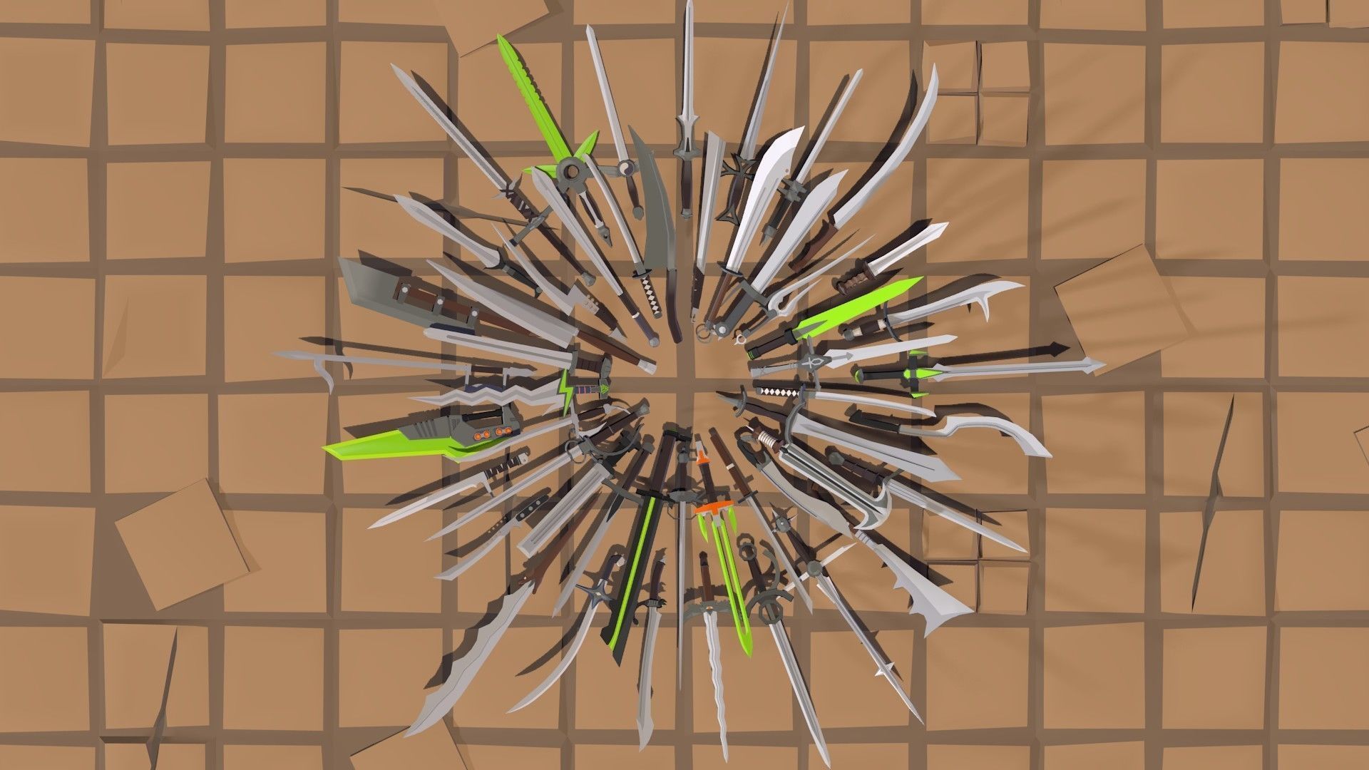50 Low Poly Swords Low-poly 3D model_1