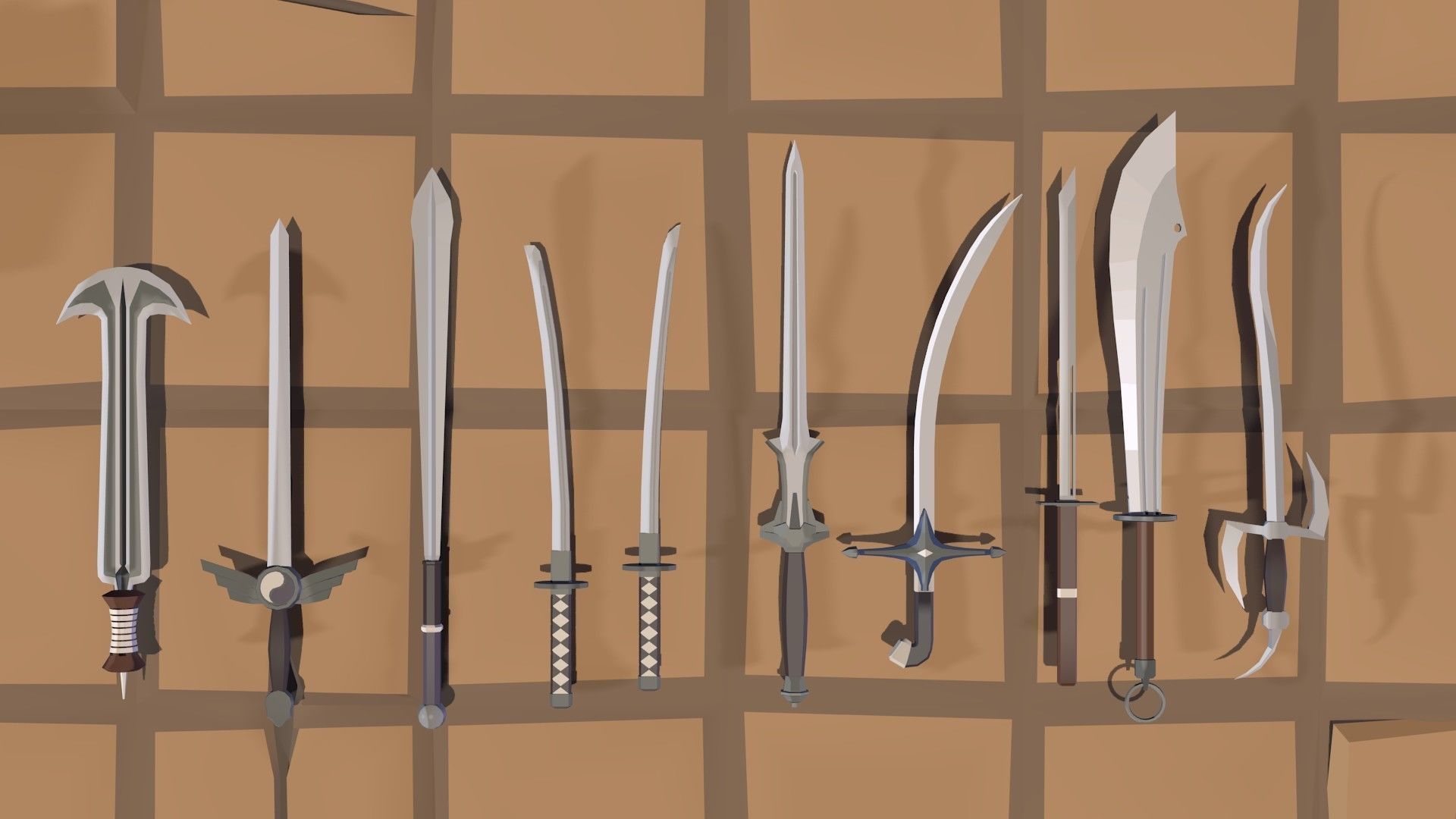 50 Low Poly Swords Low-poly 3D model_3