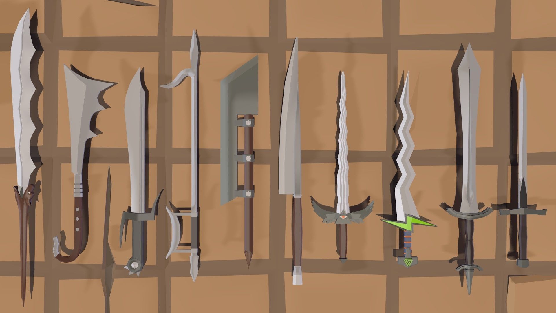 50 Low Poly Swords Low-poly 3D model_4