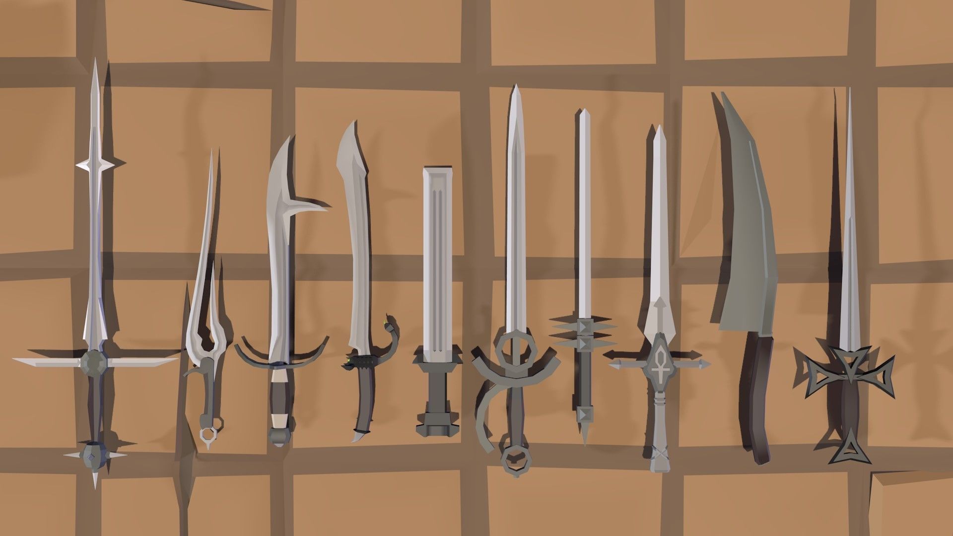 50 Low Poly Swords Low-poly 3D model_5