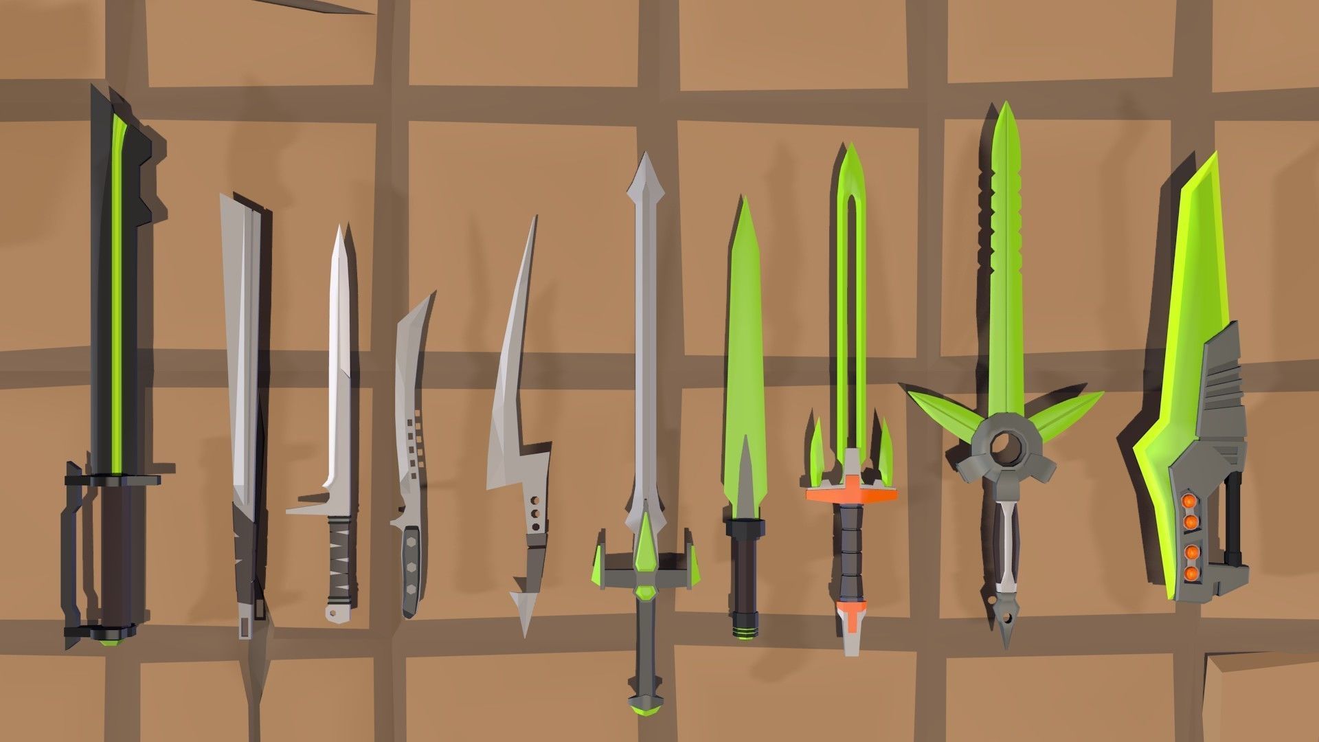 50 Low Poly Swords Low-poly 3D model_6