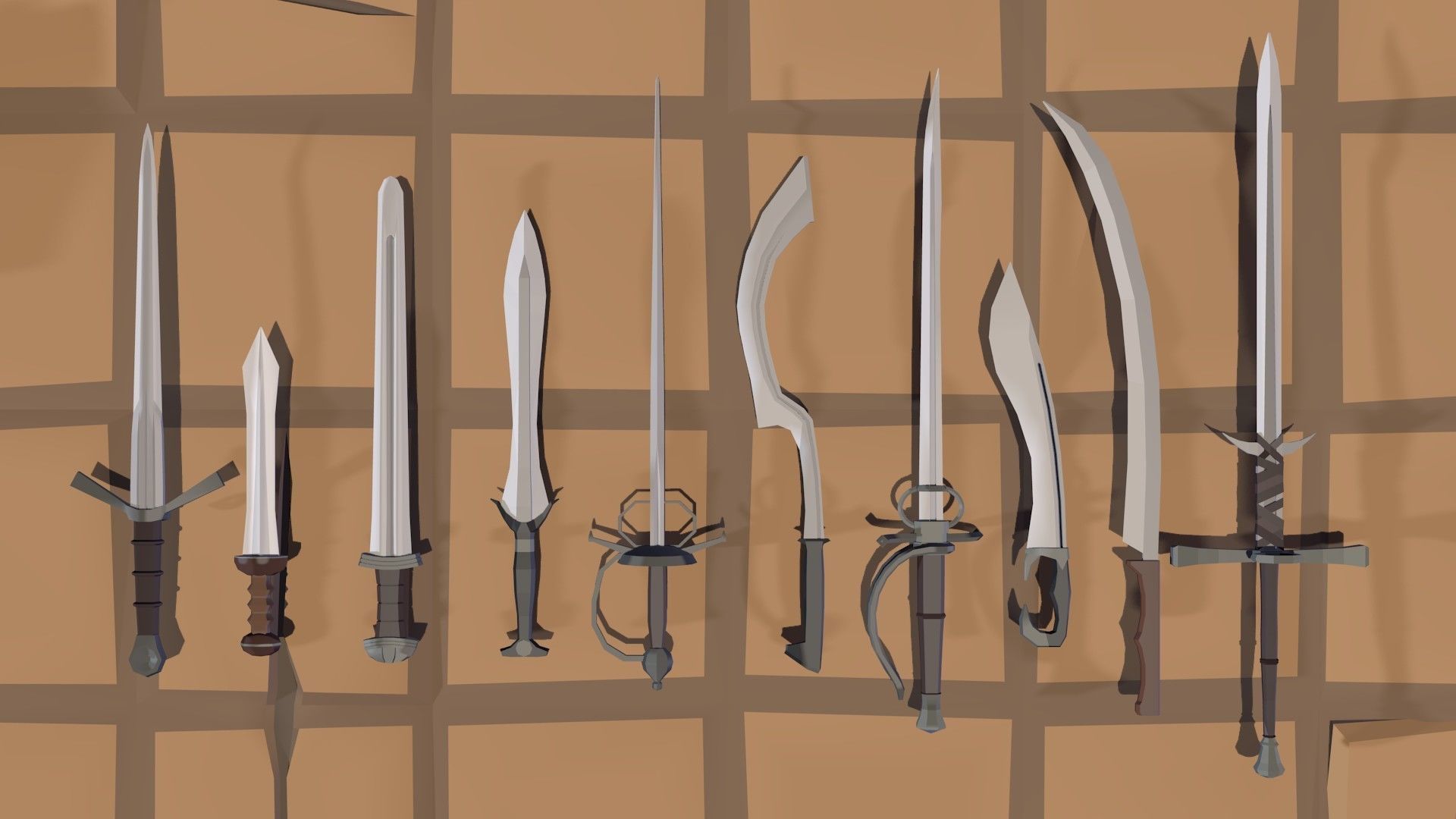 50 Low Poly Swords Low-poly 3D model_2