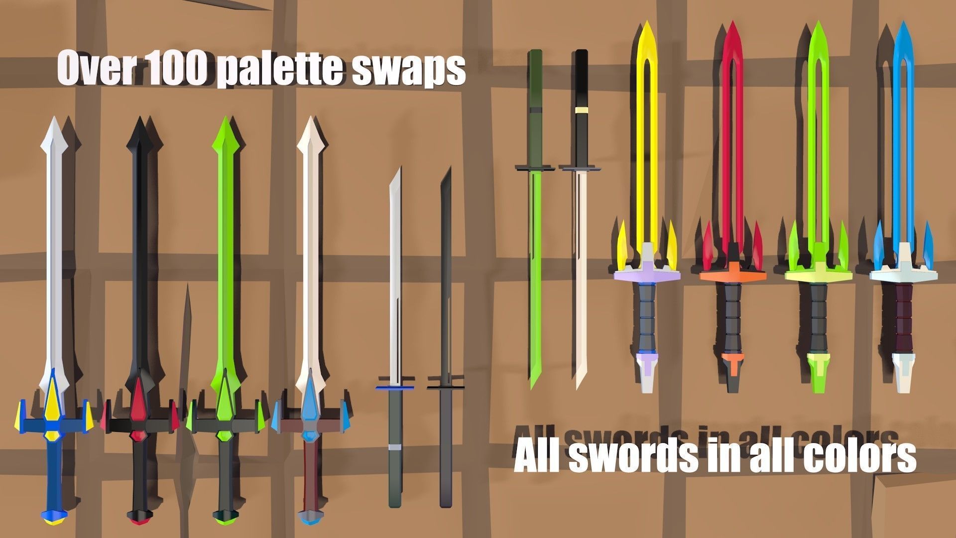 50 Low Poly Swords Low-poly 3D model_7