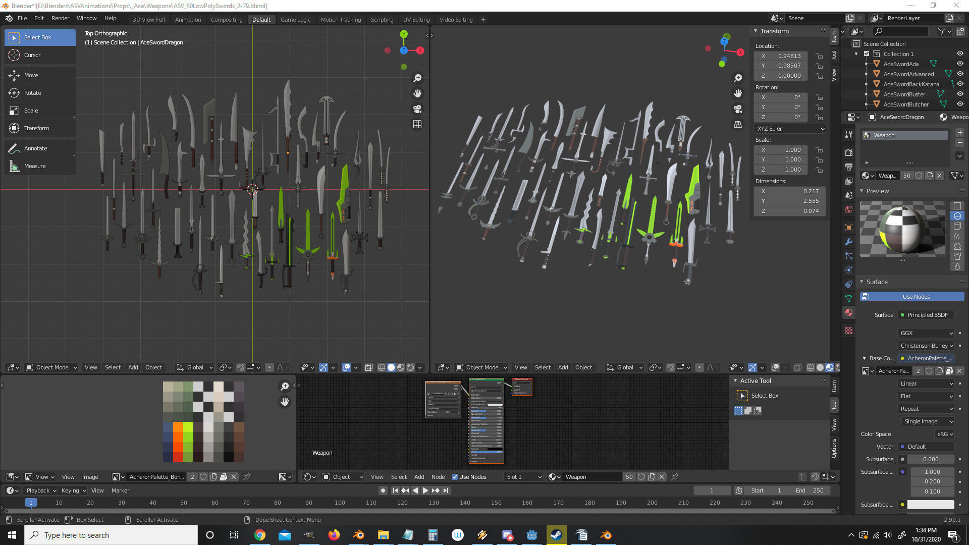 50 Low Poly Swords Low-poly 3D model_9