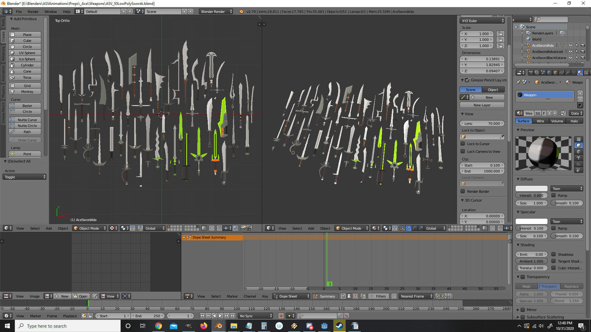 50 Low Poly Swords Low-poly 3D model_8