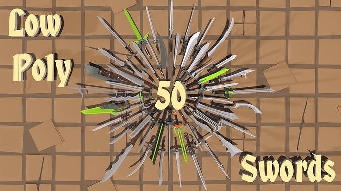 50 Low Poly Swords Low-poly 3D model