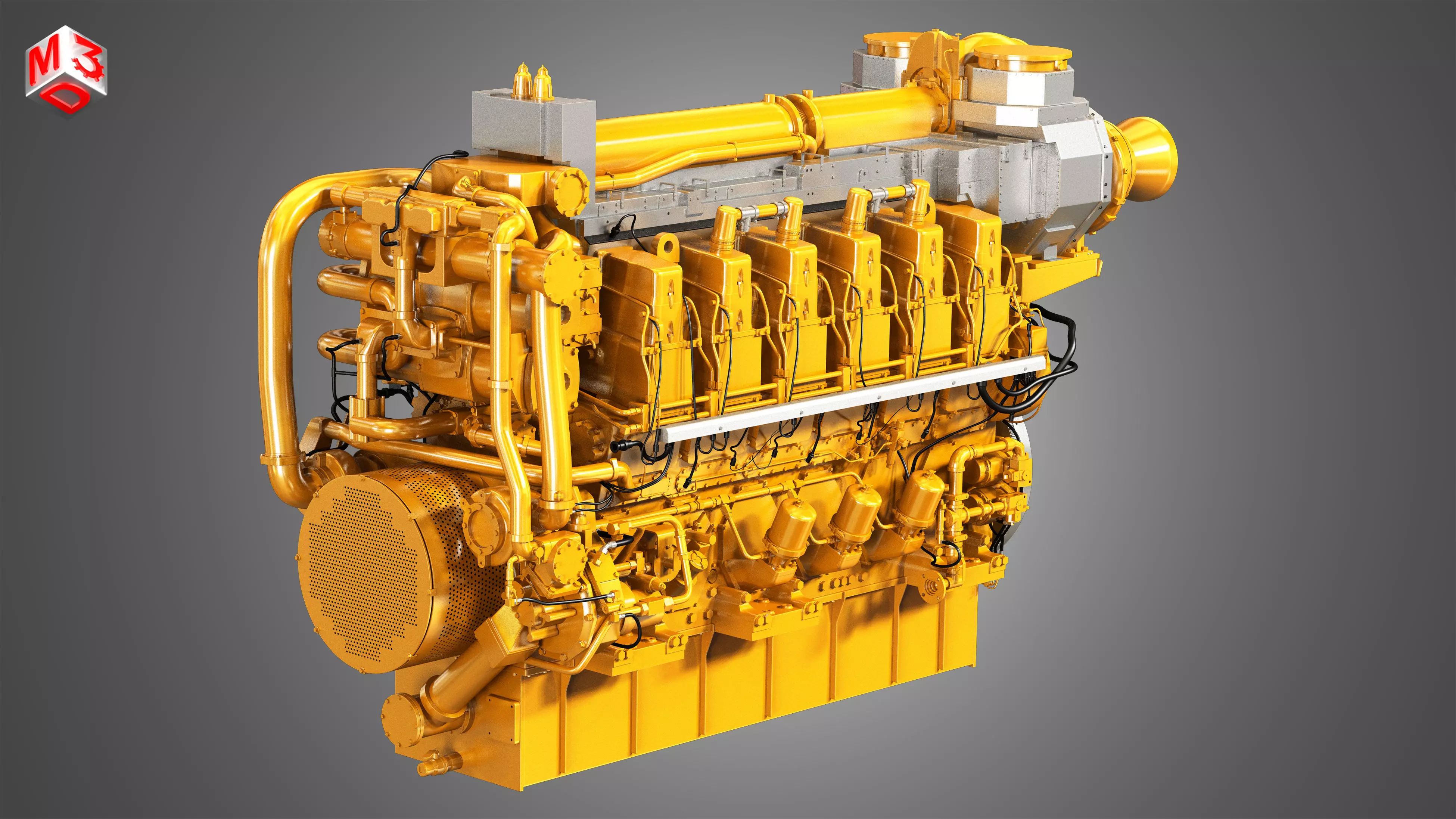 C280 Engine - V12 Industrial Diesel Engine 3D model_0