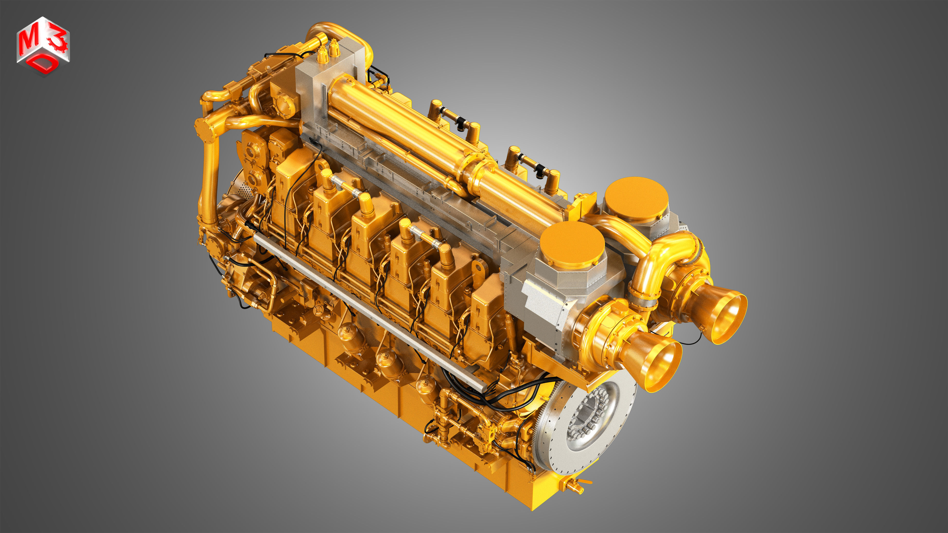 C280 Engine - V12 Industrial Diesel Engine 3D model_10