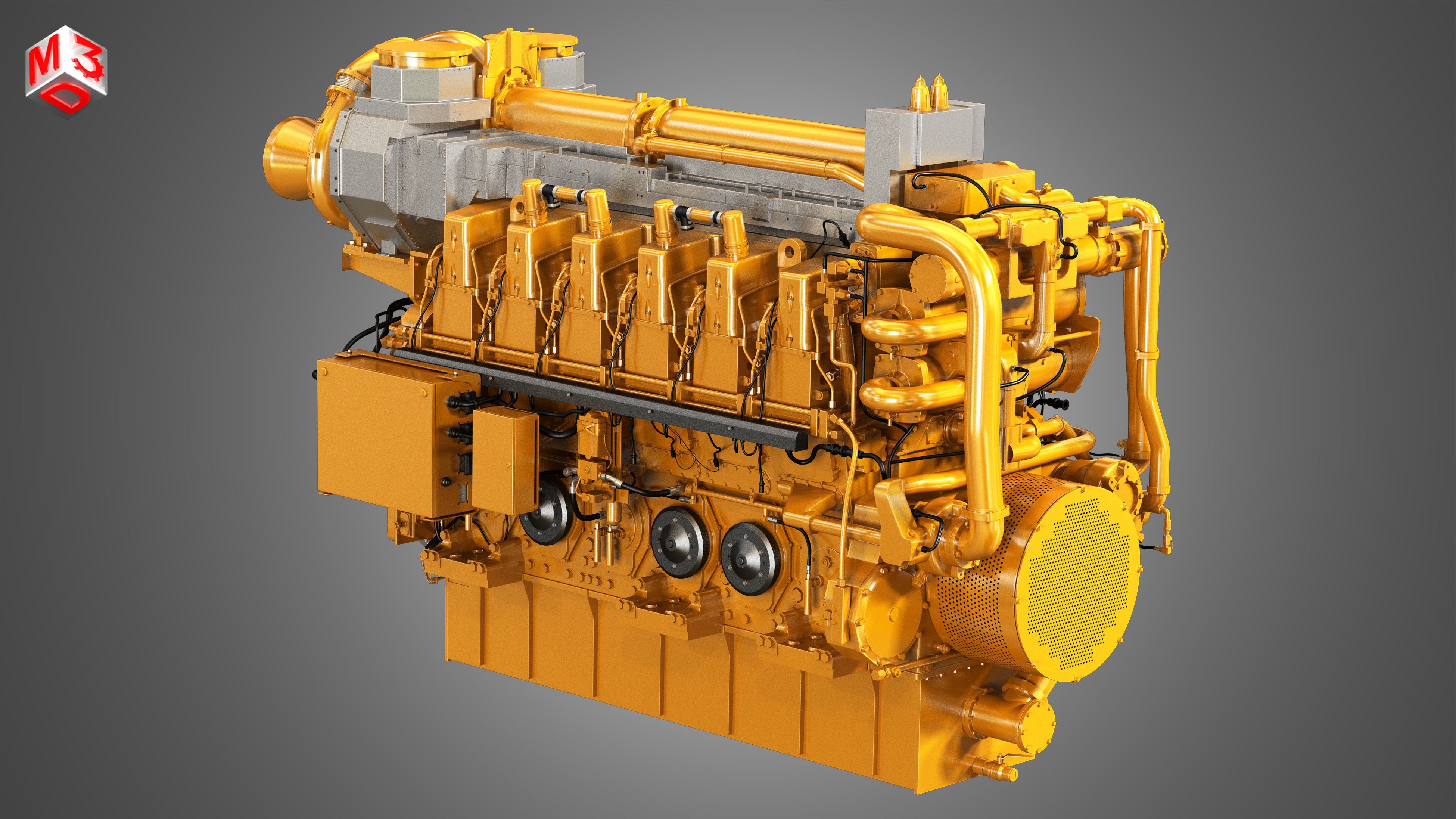 C280 Engine - V12 Industrial Diesel Engine 3D model_3