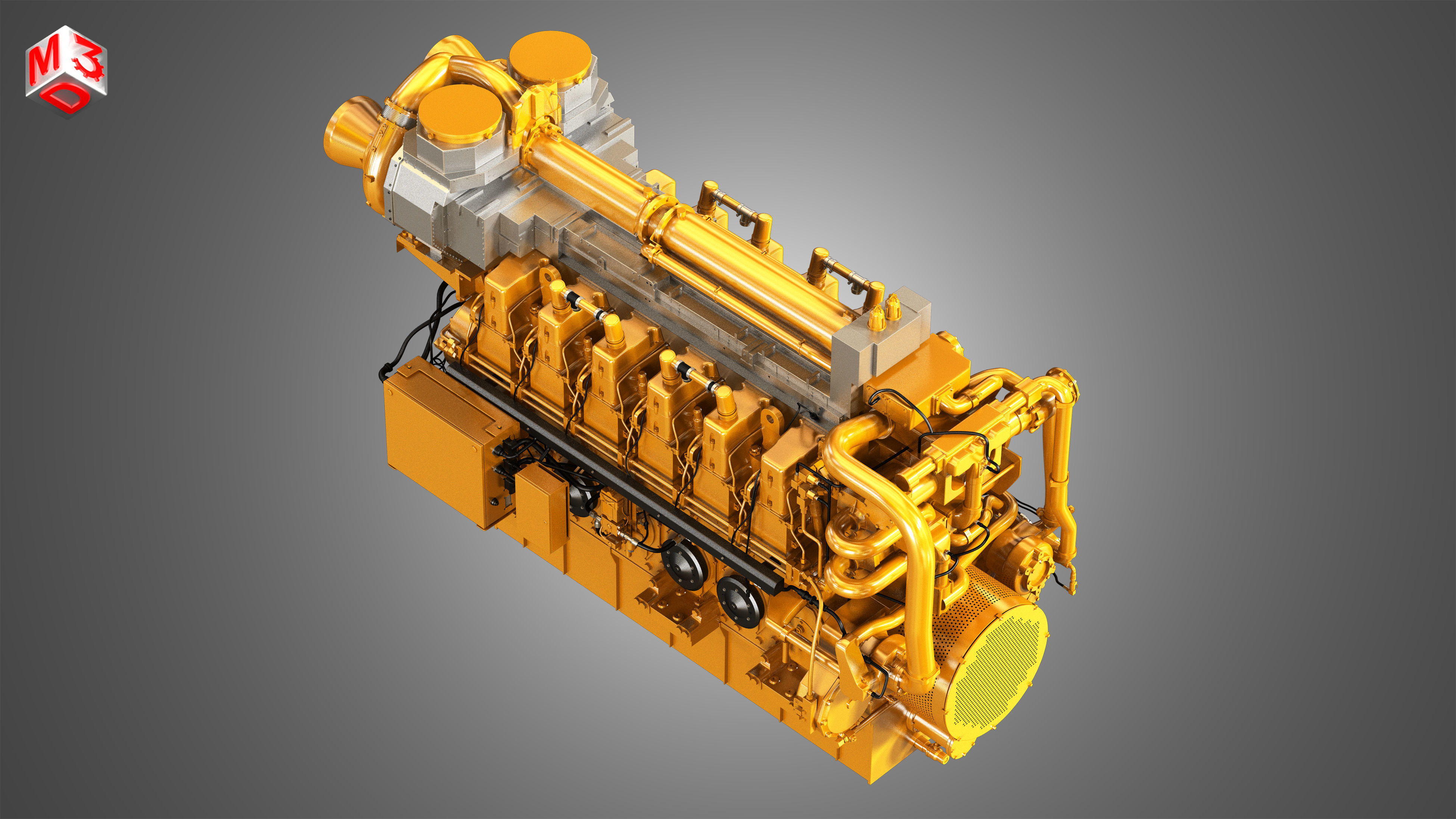 C280 Engine - V12 Industrial Diesel Engine 3D model_9